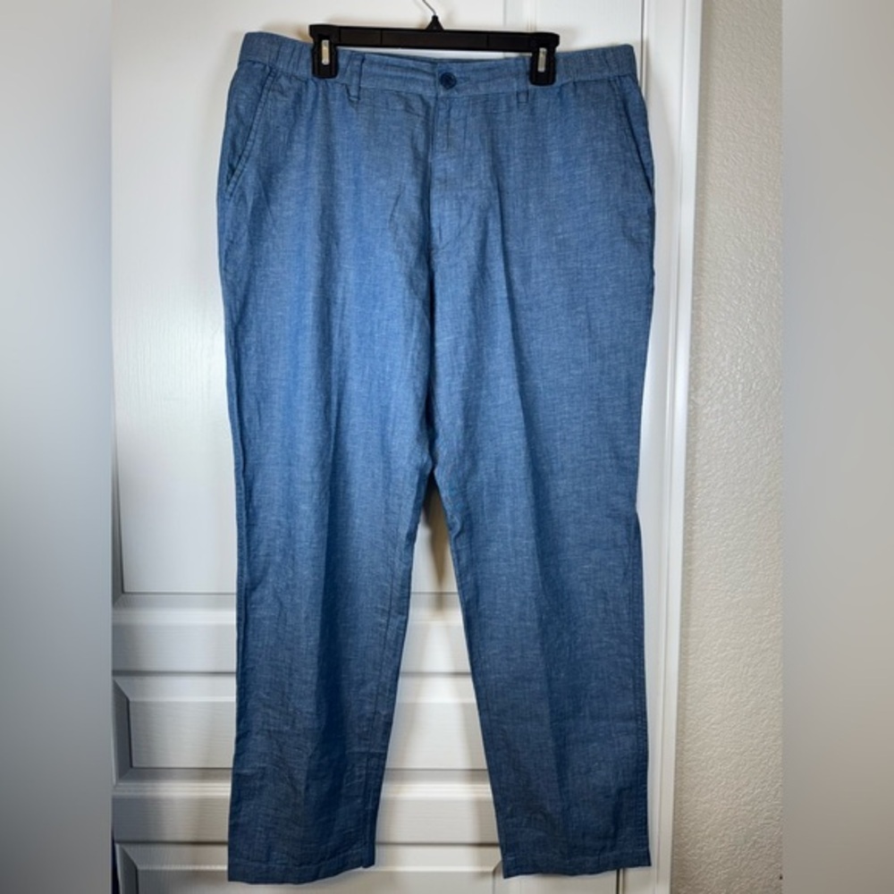 Uniqlo Men's Denim Blue Linen Cotton Blend Pants Size 36 EUC #5969